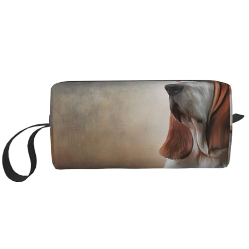Hund Basset Hound, Make-up-Tasche, Kosmetiktasche, tragbare Reise-Kulturtasche, Make-up-Tasche, Organizer von NIHAPUDW