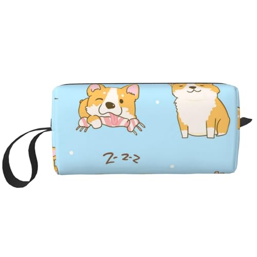 Kawaii Corgi süßer Hund, Make-up-Tasche, Kosmetiktasche, tragbare Reise-Kulturtasche, Make-up-Tasche, Organizer von NIHAPUDW