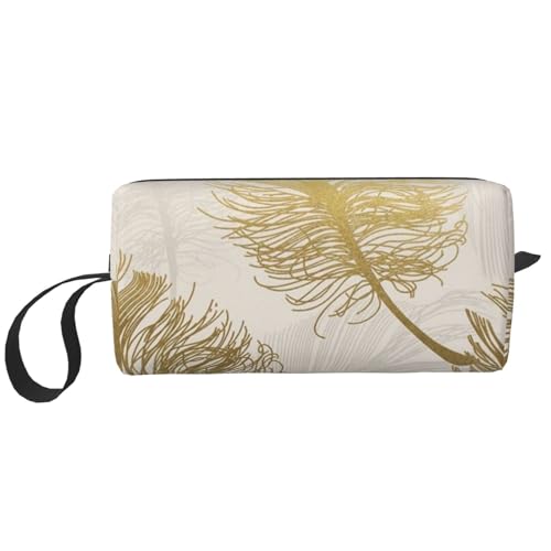 Kronenfederfolie Gold, Make-up-Tasche, Kosmetiktasche, tragbare Reise-Kulturtasche, Make-up-Tasche, Organizer von NIHAPUDW