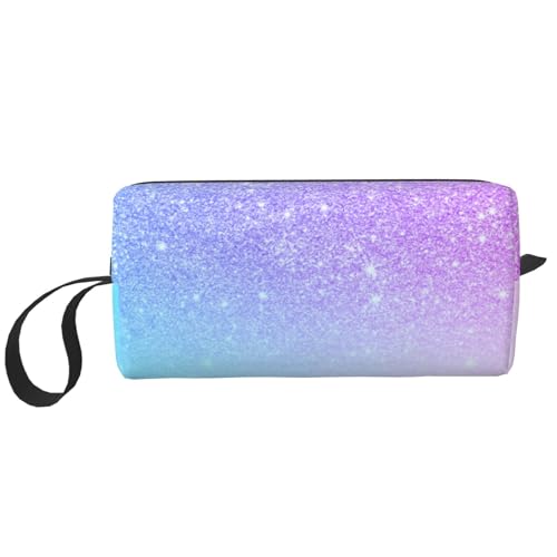 Lila rosa Glitzer-Ombre-Blauer Farbverlauf, Make-up-Tasche, Kosmetiktasche, tragbare Reise-Kulturtasche, Make-up-Tasche, Organizer von NIHAPUDW