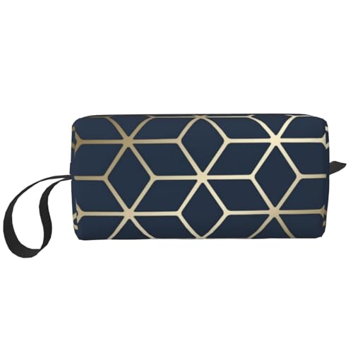 Marineblaues Gold, Make-up-Tasche, Kosmetiktasche, tragbare Reise-Kulturtasche, Make-up-Tasche, Organizer von NIHAPUDW