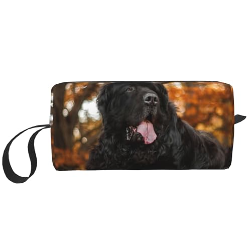 Neufundländer Herbsthaustiere Schwarze Hunde Hunde, Make-up-Tasche, Kosmetiktasche, tragbare Reise-Kulturtasche, Make-up-Tasche, Organizer von NIHAPUDW