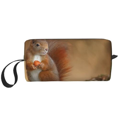 Niedliches tierisches rotes Eichhörnchen Sciurus, Make-up-Tasche, Kosmetiktasche, tragbare Reise-Kulturtasche, Make-up-Tasche, Organizer von NIHAPUDW