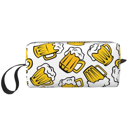 Retro-Cartoon-Bier, Make-up-Tasche, Kosmetiktasche, tragbare Reise-Kulturtasche, Make-up-Tasche, Organizer von NIHAPUDW