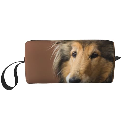 Rough Collie Lassie Hunde Große Flauschige Hunde Haustiere, Make-up-Tasche, Kosmetiktasche, tragbare Reise-Kulturtasche, Make-up-Tasche, Organizer von NIHAPUDW