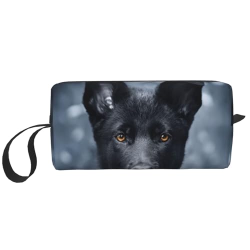 Schwarzer Deutscher Schäferhund Welpe Deutscher Schäferhund, Make-up-Tasche, Kosmetiktasche, tragbare Reise-Kulturtasche, Make-up-Tasche, Organizer von NIHAPUDW