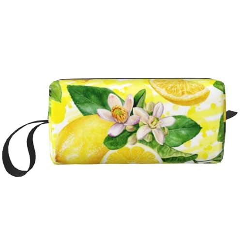 Zitronenblume, Make-up-Tasche, Kosmetiktasche, tragbare Reise-Kulturtasche, Make-up-Tasche, Organizer von NIHAPUDW