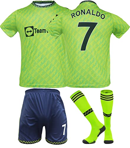 NIHMEX 2022/2023 Ronaldo Man Red Grün #7 Kinder Trikot Fußball Neu Saison, Shorts Socken Jugendgrößen (Grün,28) von NIHMEX