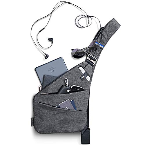 NIID-FINO Brusttasche Herren Und Damen, Sling Crossbody Bag Umhängetaschen Schultertaschen für Herren Multipurpose Rucksack Anti-Diebstahl &Wasserresistent (Grau, Rechte Hand) von NIID