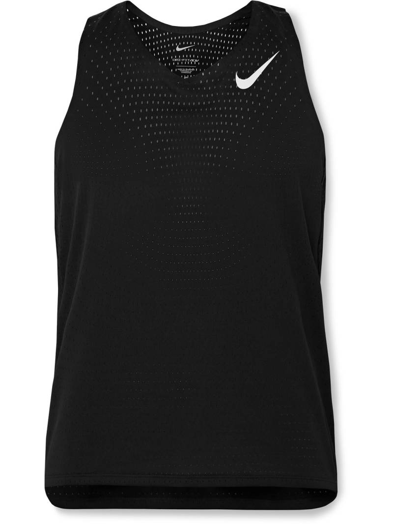 NIKE RUNNING - AeroSwift Slim-Fit Perforated Dri-FIT ADV Tank Top - Men - Black - XL von NIKE RUNNING