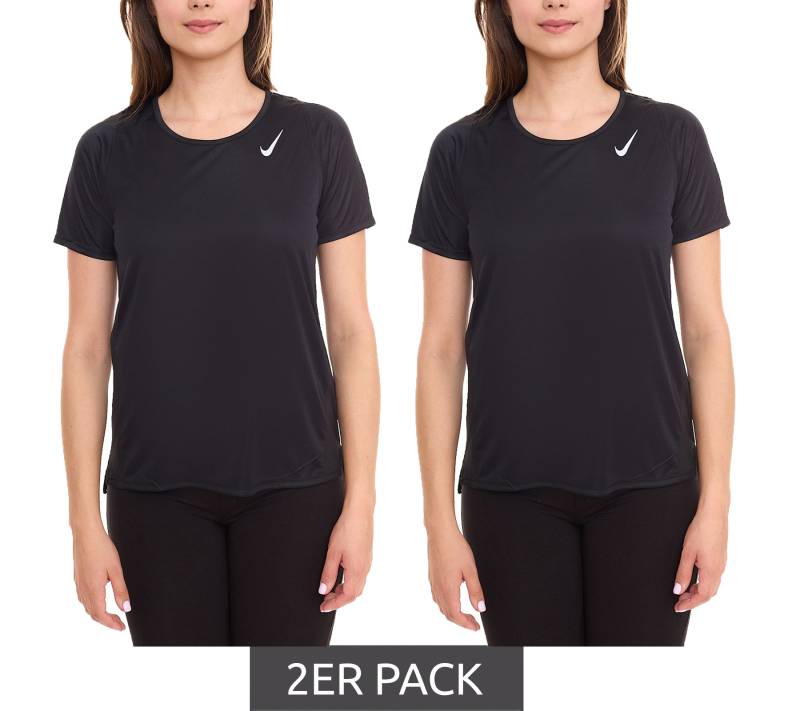 2er Sparpack NIKE Dri-FIT Race Damen T-Shirt kurzärmliges Fitness-Shirt luftiges Sport-Shirt DD5927 010 Schwarz von NIKE