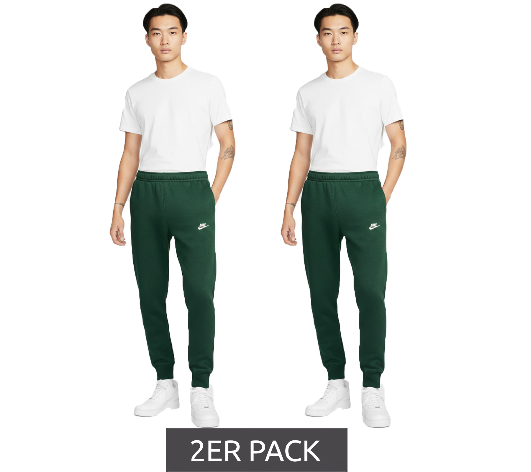 2er Sparpack NIKE M NSW CLUB JGGR BB Herren Fleece-Hose Baumwoll-Jogging-Hose mit Taschen BV2671 323 Grün von NIKE