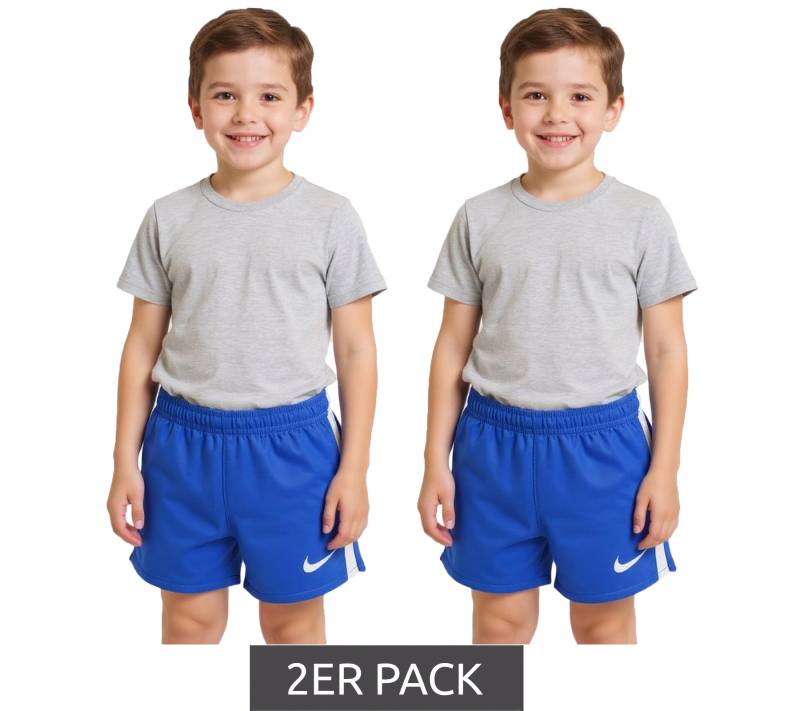 2er Sparpack NIKE Stock Fast 2 Kinder Trainings-Shorts mit Dri-FIT-Technologie Fußball-Shorts für Mädchen und Jungen Sport-Hose NT0305-463 Blau von NIKE