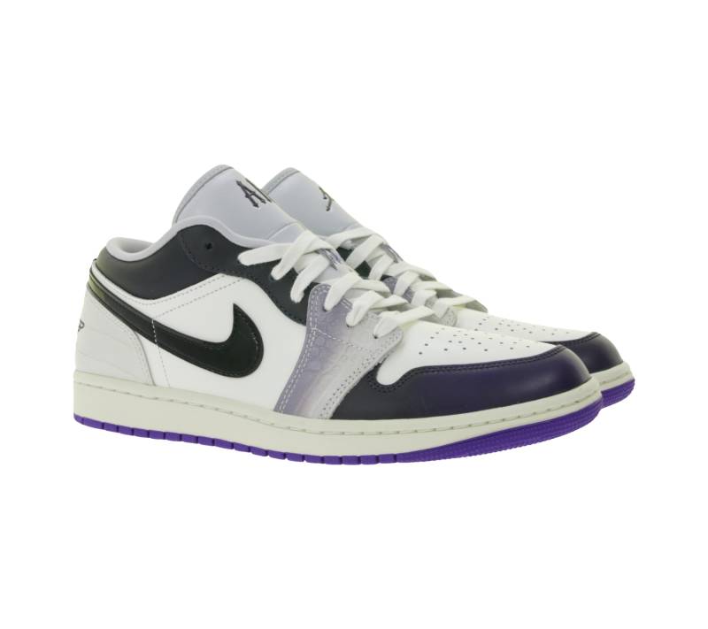 NIKE Air Jordan 1 Low Damen Sneaker Echtleder Turnschuhe Basketball Sneaker HF5759-101 Schwarz/Weiß/Lila/Grau von NIKE