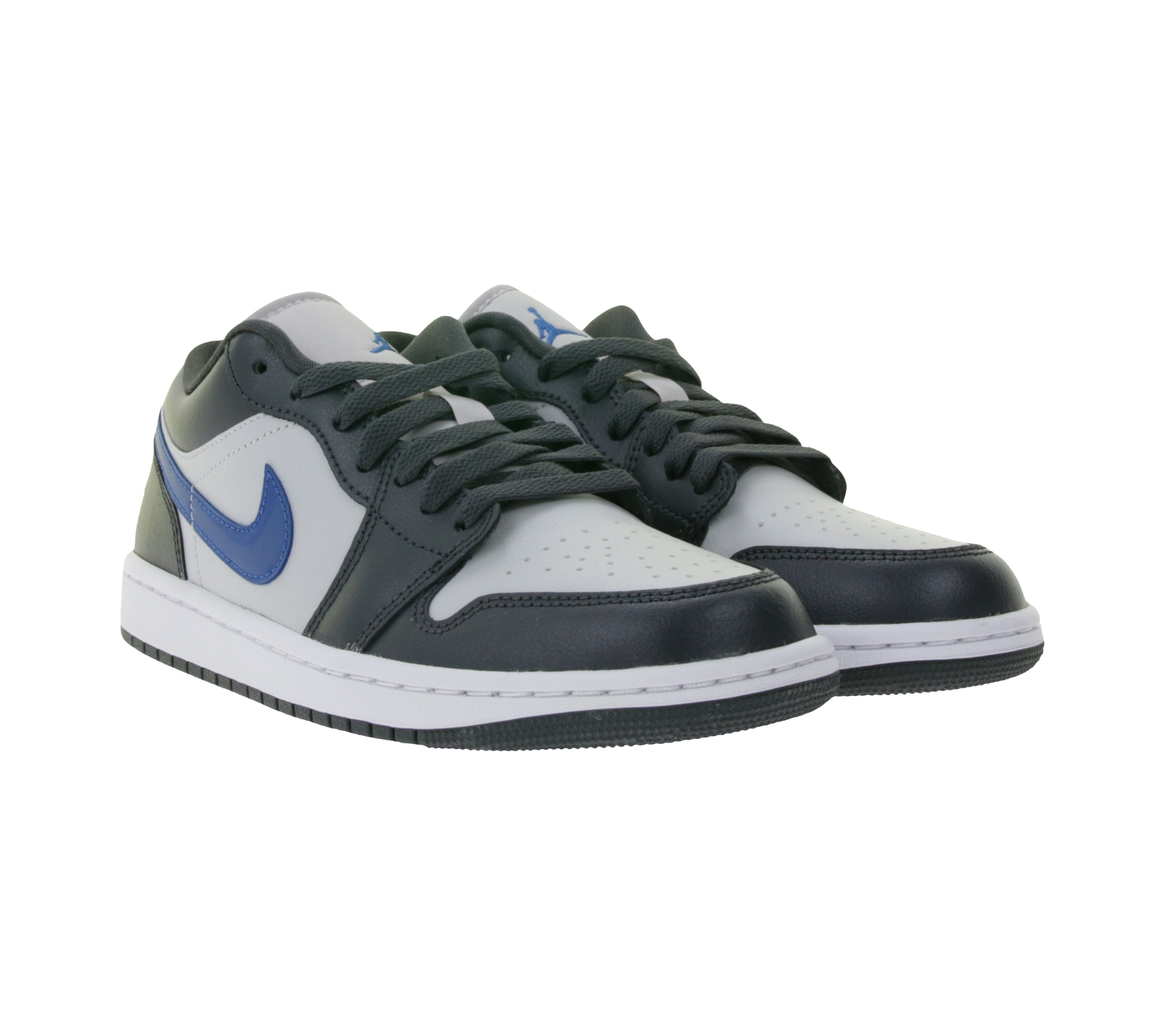 NIKE Air Jordan 1 Low Damen Sneaker mit gekapseltes Air-Dämpfungssystem Echtleder-Schuhe DC0774 040 Dunkelblau/Grau von NIKE
