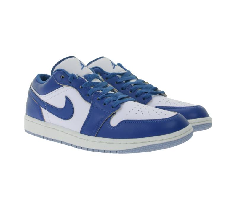 NIKE Air Jordan 1 Low Herren Sneaker mit dämpfender Zwischensohle Echtleder-Schuhe FN5214-141 Blau/Weiß von NIKE