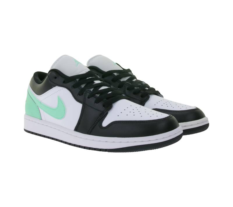 NIKE Air Jordan 1 Low Herren Sneaker mit gekapseltes Air-Dämpfungssystem Echtleder-Schuhe 553558-131 Schwarz/Weiß/Grün von NIKE