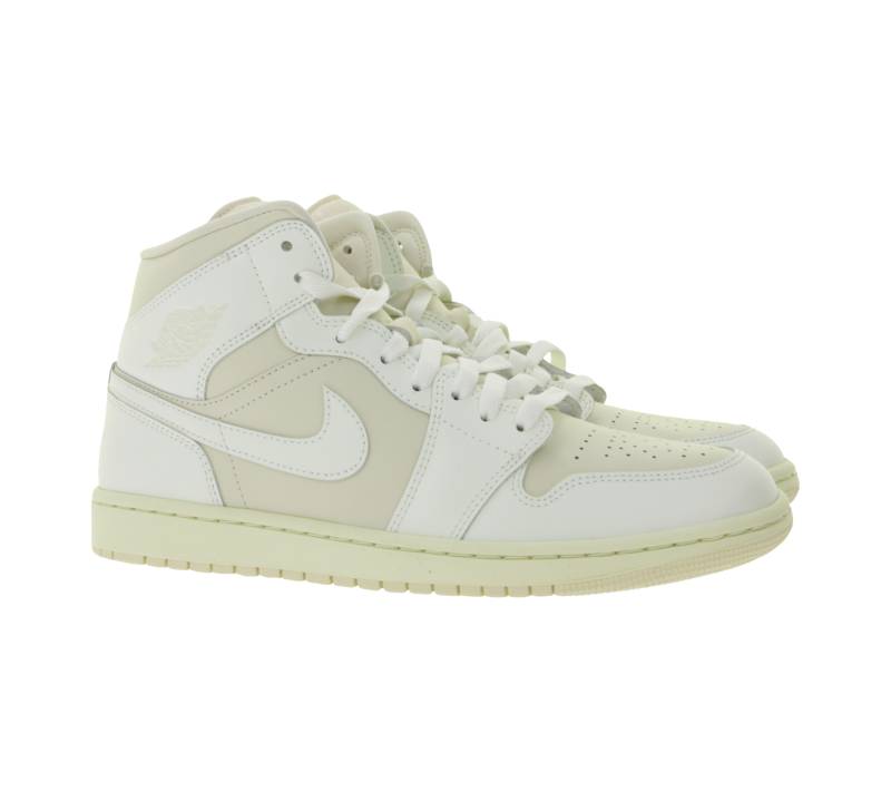NIKE Air Jordan 1 Mid Damen Sneaker Echtleder Turnschuhe Mid-Top Sneaker BQ6472-201 Weiß/Hellbraun/Beige von NIKE
