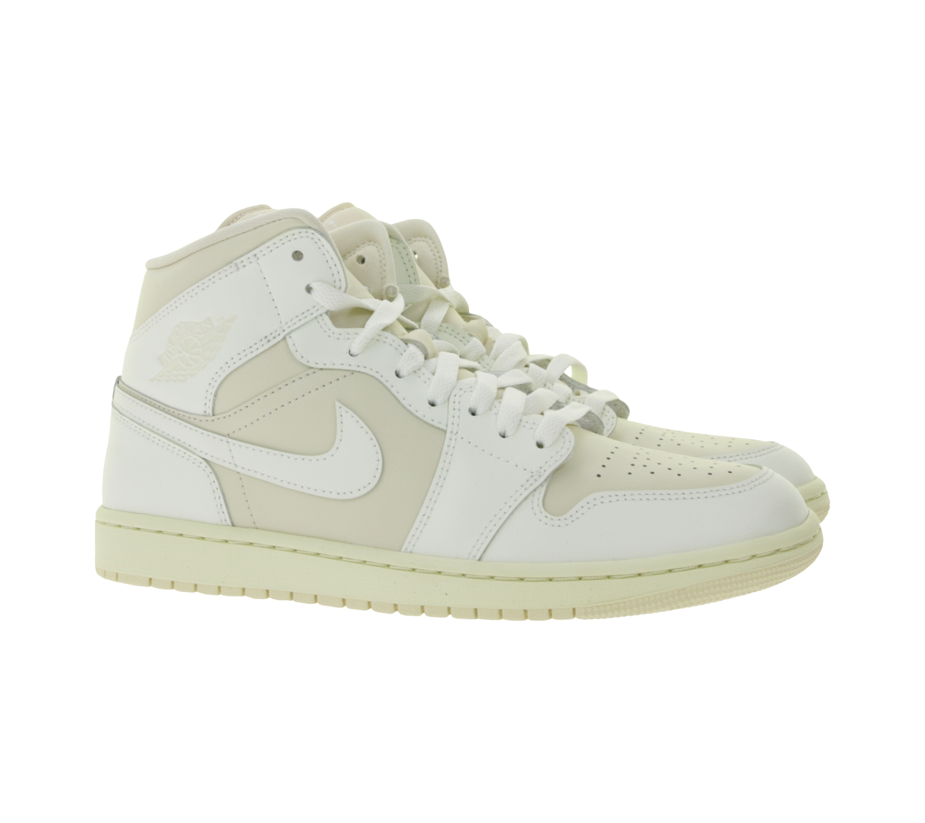 NIKE Air Jordan 1 Mid Damen Sneaker Echtleder Turnschuhe Mid-Top Sneaker BQ6472-201 Weiß/Hellbraun/Beige von NIKE