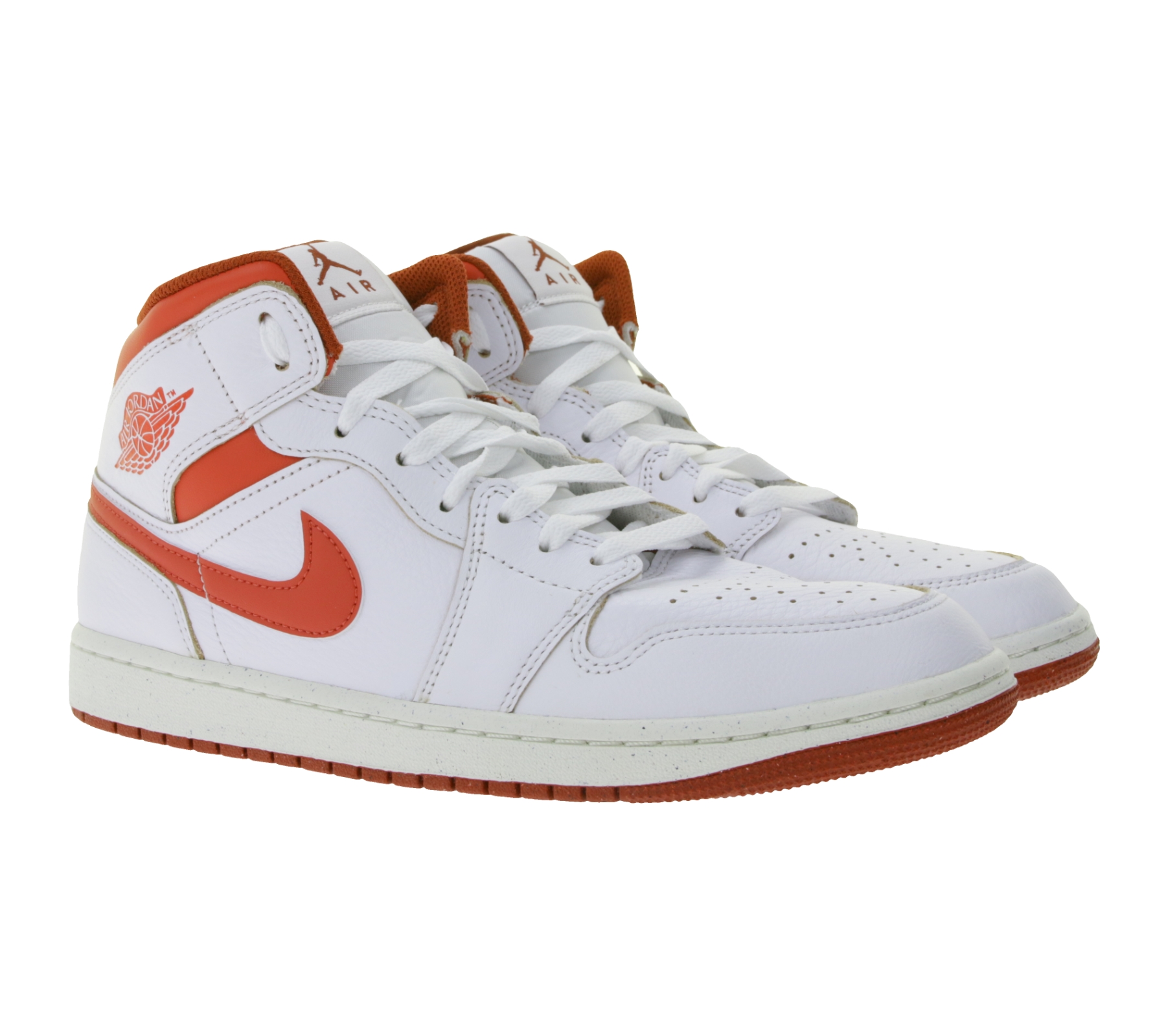 NIKE Air Jordan 1 Mid Herren Sneaker Echtleder Turnschuhe Mid-Top Sneaker FJ3458 160 Weiß/Rot von NIKE
