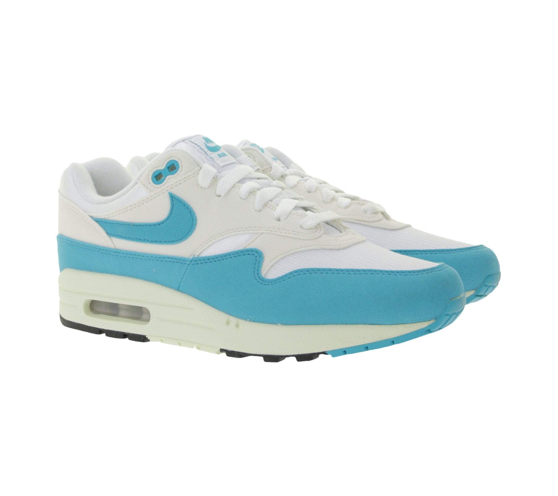 NIKE Air Max 1 Damen Sneaker Echtleder Turnschuhe Low-Top Sneaker DZ2628-107 Weiß/Türkis von NIKE