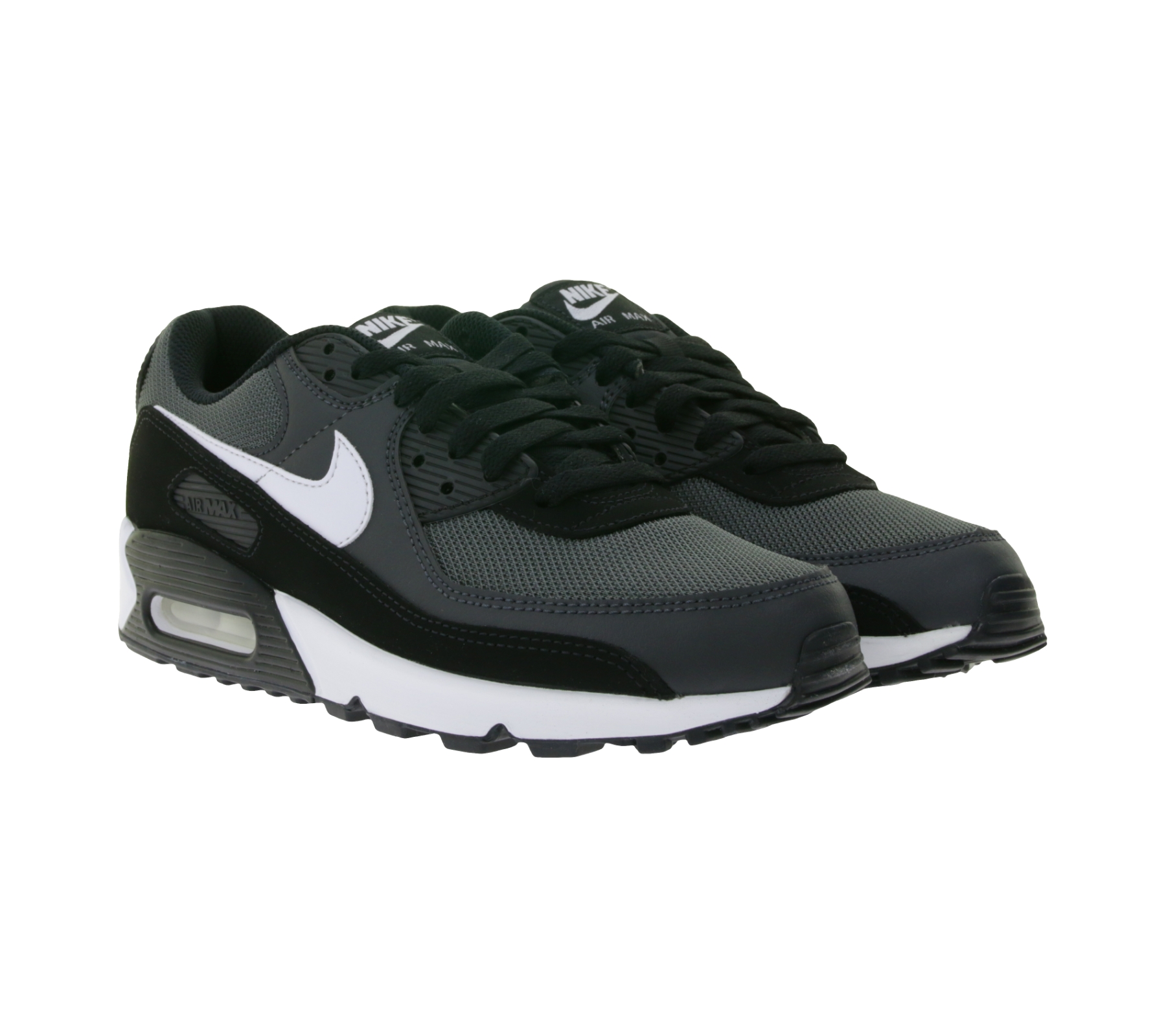 NIKE Air Max 90 Unisex Sneaker mit Air-Dämpfung Echtleder-Schuhe Turnschuhe CN8490 002 Schwarz/Weiß von NIKE