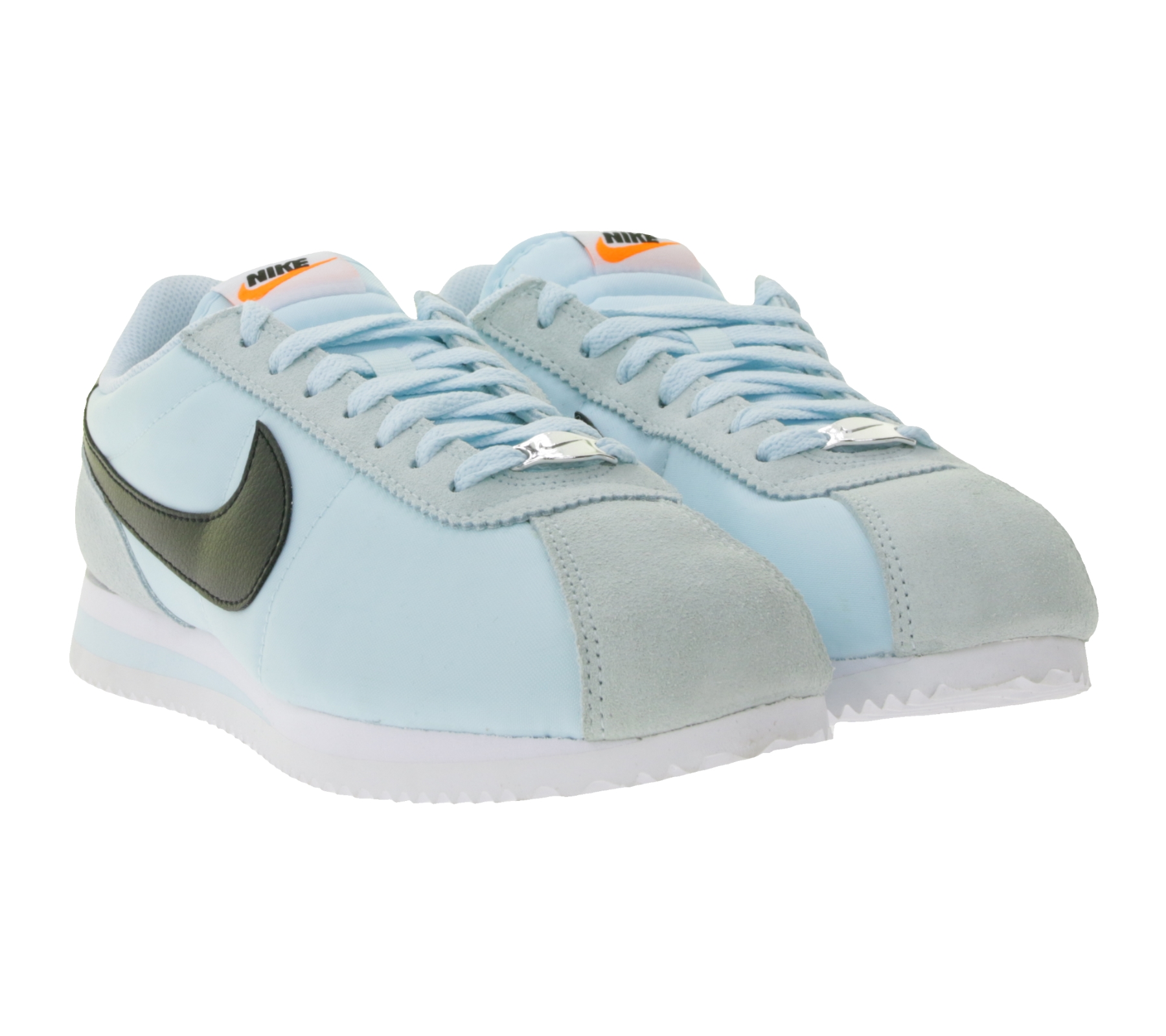NIKE Cortez Damen Sneaker Retro Turnschuhe mit Echtleder Low-Top Sneaker DZ2795-401 Weiß/Hellblau/Schwarz von NIKE