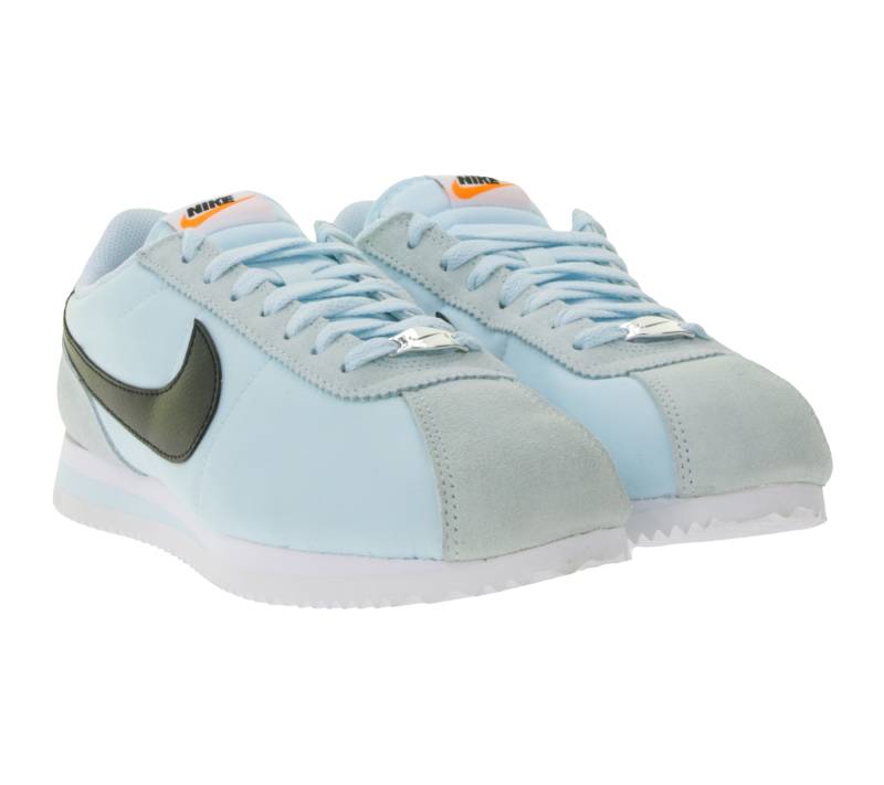 NIKE Cortez Damen Sneaker Retro Turnschuhe mit Echtleder Low-Top Sneaker DZ2795-401 Weiß/Hellblau/Schwarz von NIKE
