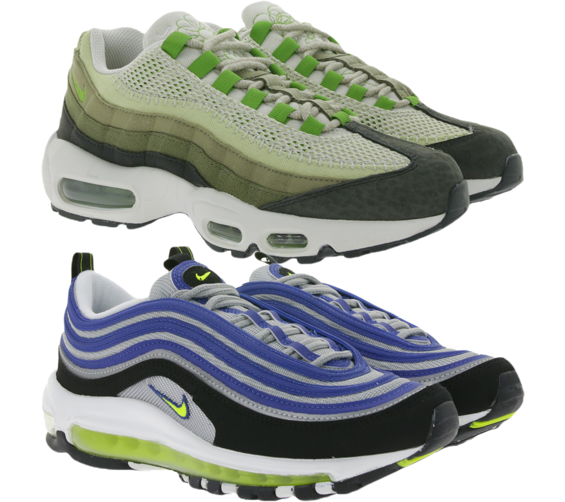 NIKE Damen Sneaker Air Max 95 (DV3450 300) in Grün oder Air Max 97 OG (DQ9131 400) in Blau/Neongelb von NIKE