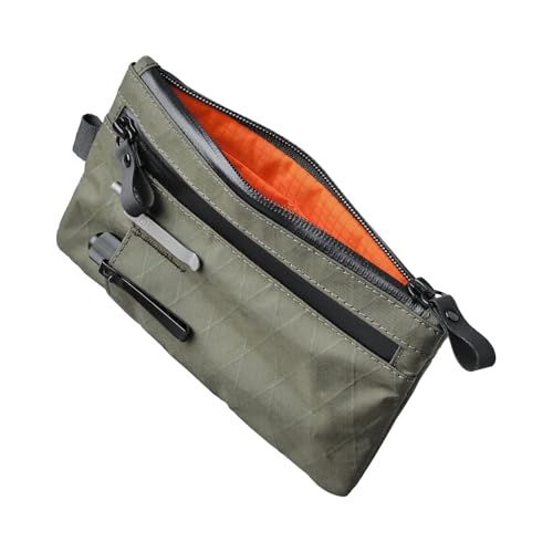 NIKILOONG EDC Organizer Tasche Nylon Reisepasshülle & EDC-Geldbörse – Reißverschluss-Clutch mit Handschlaufe, 3 externe Fächer für Reisen, Bargeld, Karten, Handy, Schlüssel, Olivgrün von NIKILOONG
