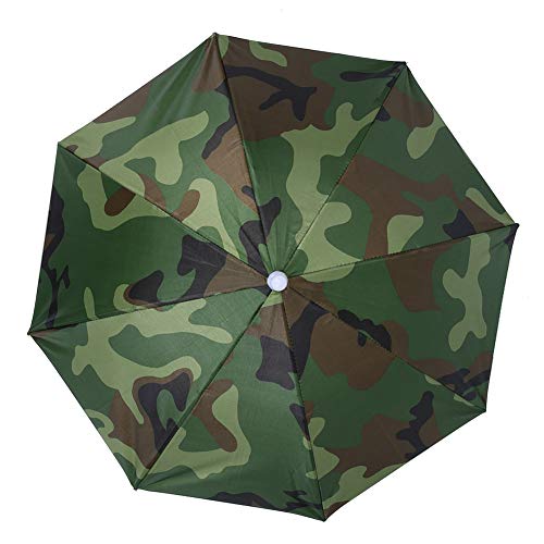 Nikou 65cm Headwear Head Hats Outdoor Sun Fishing Umbrella, Mounted Top Folding Hat Umbrella, Camouflage, Königsblau(Tarnung) von Nikou