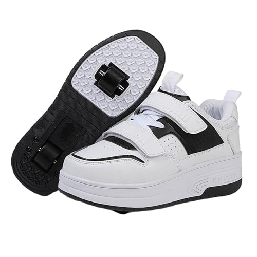 NIKSHI Kinder Schuhe mit Rollen, Skateboardschuhe mit Rollen, Light Rollschuhe Wheels, Sportschuhe Skateboard Outdoor Gymnastik Turnschuhe, für Kinder Mädchen Junge Erwachsene,Black -41EU von NIKSHI