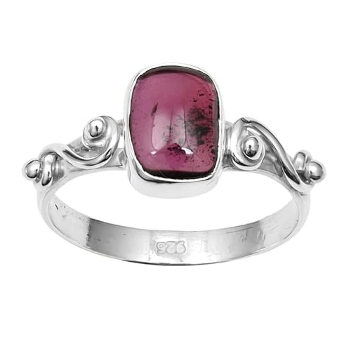 NILOY 925 Sterling Silber Ring Granat Edelstein Schöner Ring Mit Natürlichem Edelstein Ringgröße Männer Und Frauen Handgemachter Schmuck PGR-0022_66 (21.0) von NILOY