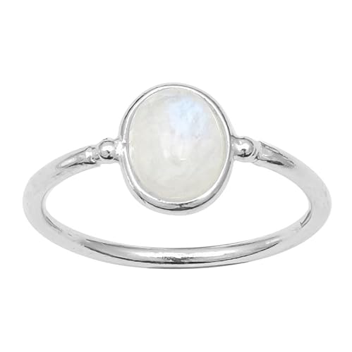 NILOY 925 Sterling Silber Ring Weißer Mondstein Edelstein Schöner Ring Mit Natürlichem Edelstein Ring Größe Männer Und Frauen Handgemachter Schmuck PGR-0015_69 (22.0) von NILOY