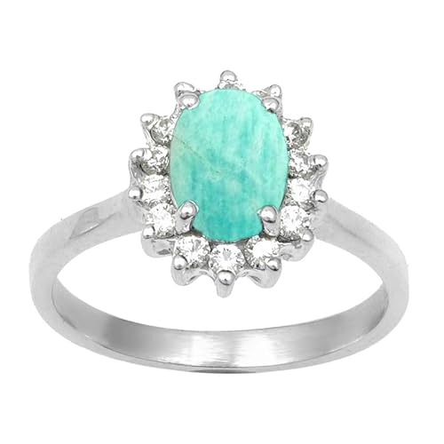 NILOY AmazonitEdelstein 925 Sterling Silber handgemachter Ring für Männer und Frauen Ring Boho Silber Ring SchmuckPGR-048AG_55 (17.5) von NILOY