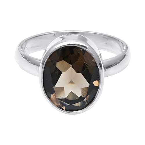 NILOY Rauchquarz Edelstein 925 Sterling Silber Ring und Männer und Frauen Ring Schöner Handgefertigter Schmuckring PGR-0037_59 (18.8) von NILOY