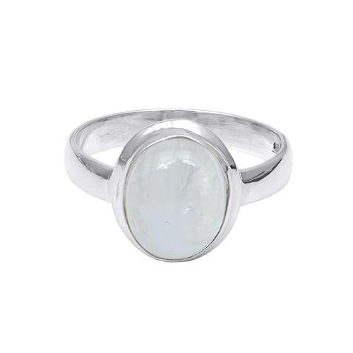NILOY Wunderschöner handgefertigter Schmuck 925 Sterling Silber Ring Mondstein Edelstein und Ring für Männer und Frauen PGR-0049_65 (20.7) von NILOY