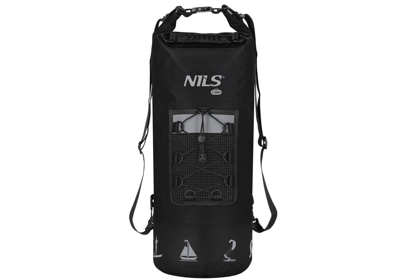 NILS CAMP Beuteltasche Wasserdichter Rucksack Outdoorbeutel 25L Schwarz Seesack, sicherer Schutz bei Kajakfahrten, Bergtouren, Kreuzfahrten uvm. von NILS CAMP