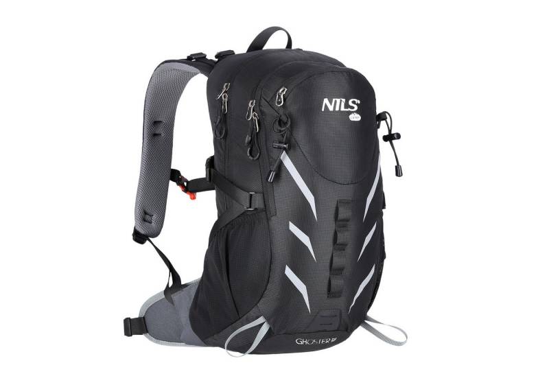 NILS CAMP Wanderrucksack Hiking Rucksack "GHOSTER" 20L Outdoor Trekkingrucksack Schwarz, mit Air Flow System, Rain Cover und Sicherheitspfeife von NILS CAMP