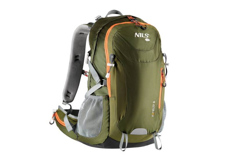 NILS CAMP Wanderrucksack Outdoorrucksack Travelrucksack Rucksack RAMBLER 40L Grün, mit Rain Cover, Air Flow System und Sicherheitspfeife von NILS CAMP