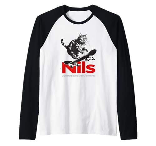 Herren NILS - Schöner Jungen Name mit Katze & Skateboard Raglan Herren NILS - Schöner Jungen Name mit Katze & Skateboard Raglan von NILS Sohn Enkel Geburtstag Geschenkideen