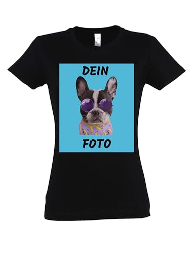 Damen T-Shirt Bedrucken Lassen - Mit Wunschfoto personalisiert - Individuell als Geschenk für Damen selbst gestalten - Schwarz M Damen T-Shirt Bedrucken Lassen - Mit Wunschfoto personalisiert - Individuell als Geschenk für Damen selbst gestalten - Schwarz M von NIMAMA
