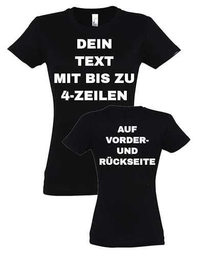 Damen T-Shirt Bedrucken Lassen - Mit Wunschtext personalisiert - Individuell als Geschenk für Damen selbst gestalten - Schwarz XXL Damen T-Shirt Bedrucken Lassen - Mit Wunschtext personalisiert - Individuell als Geschenk für Damen selbst gestalten - Schwarz XXL von NIMAMA