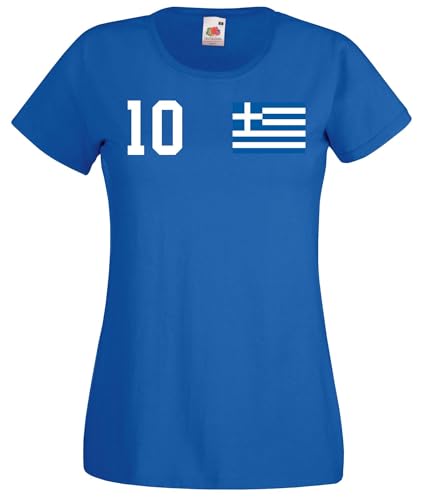 Griechenland Damen T-Shirt Trikot Personalisiert mit Wunschname + Nummer - Blau M von NIMAMA