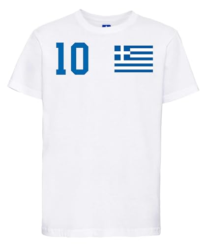 Griechenland Kinder T-Shirt Trikot personalisiert mit Wunschname + Nummer - Weiß 2 Jahre (86/94) von NIMAMA