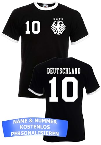 Herren T-Shirt Deutschland Trikot EM 2024 mit eigenem Namen + Nummer - Schwarz XXL von NIMAMA