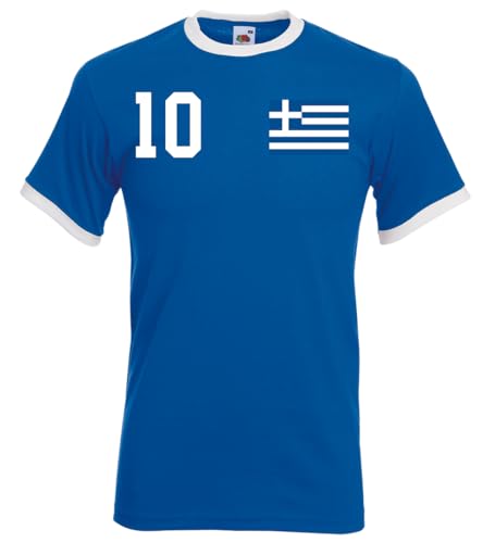 Herren T-Shirt Trikot Griechenland mit Wunschname + Nummer - Blau S von NIMAMA