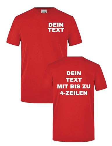 Herren Workwear T-Shirt - Arbeitskleidung für Handwerk Bedrucken Lassen - Männer Geschenk selbst gestalten mit Text - Rot 4XL von NIMAMA