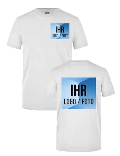 Herren Workwear T-Shirt - Arbeitskleidung für Handwerk mit eigenem Logo Bedrucken Lassen - Männer Geschenk selbst gestalten mit Foto - Weiß 6XL von NIMAMA