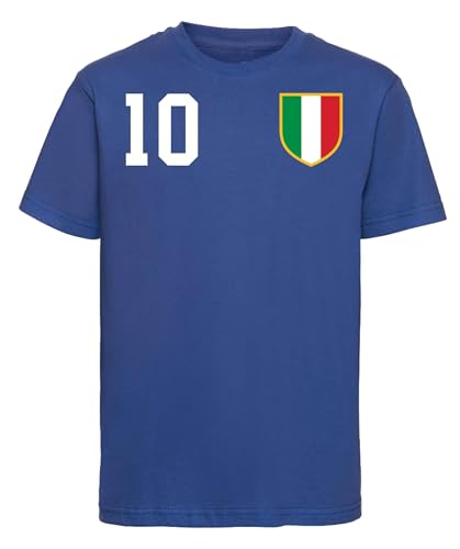 Italien Kinder T-Shirt Italia Trikot Personalisiert mit Wunschname + Nummer - Blau 6 Jahre (106/116) von NIMAMA
